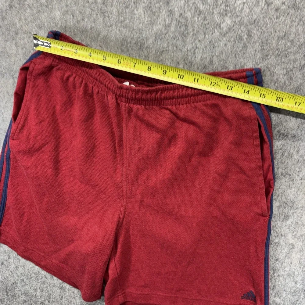 Vintage Adidas Cotton‎ Shorts Men's Medium Red Striped Pockets Drawstring 6